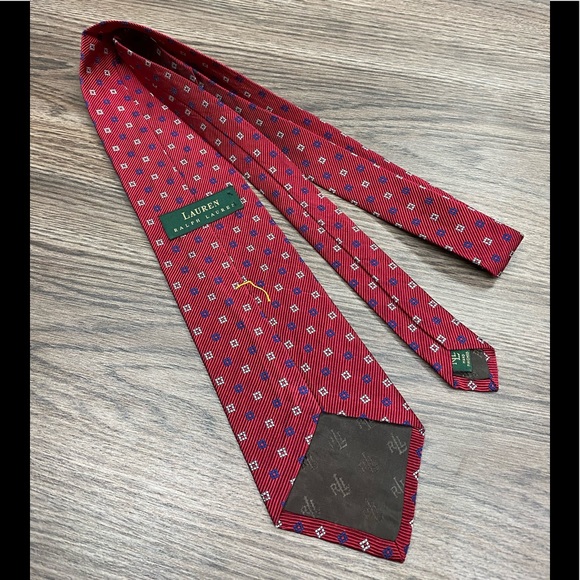 Lauren Ralph Lauren Red w/ Blue & White Check Tie - Picture 2 of 4